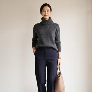 Antonio Melani 100% Cashmere Turtleneck Sweater | Heather Gray | XS